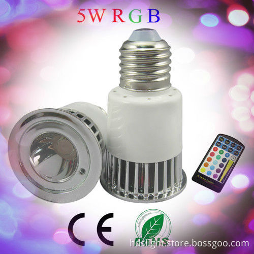 e27 5w rgb led spot light with ce and rohs certificates